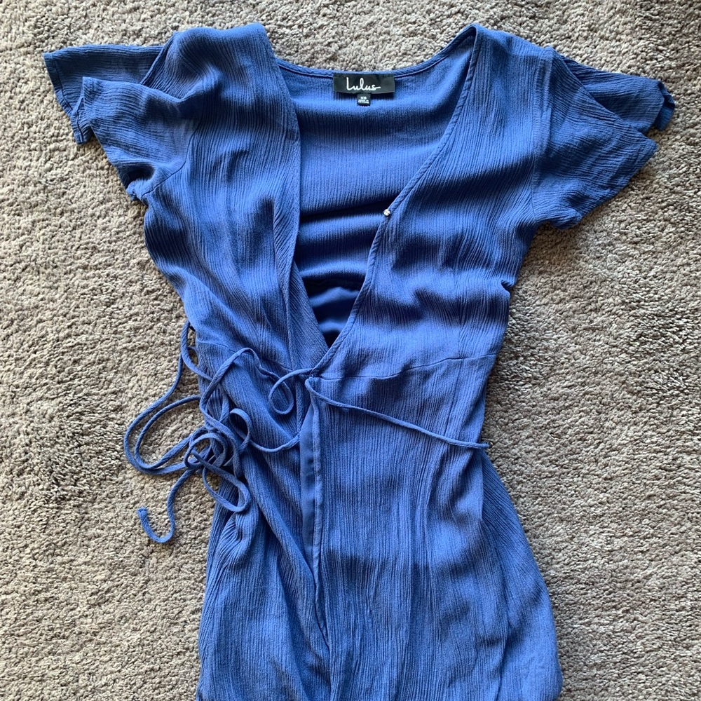 Lulu’s Denim Blue Wrap Maxi Dress